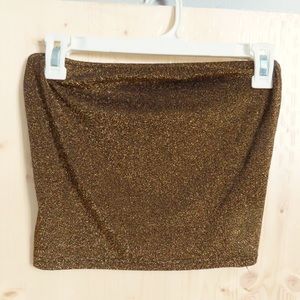 Gold glittery tube top